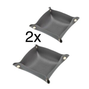 2pack New Storage Tray Gray PU Leather 6”x6”